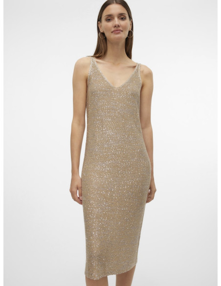 კაბა Vero Moda - VMLEILANI NEW STRAP V-NECK BLK DRESS