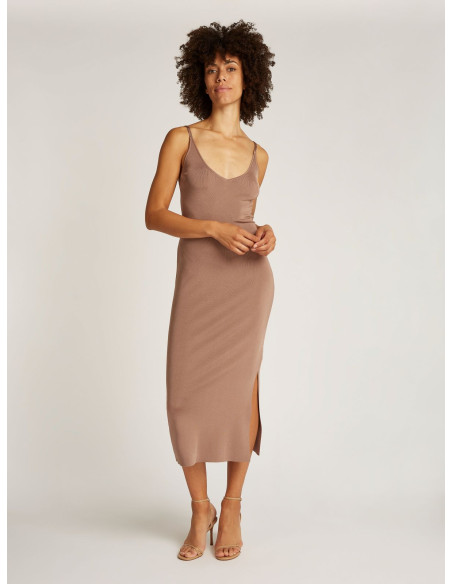 კაბა CALVIN KLEIN - SHINE VISCOSE KNIT SLIP DRESS