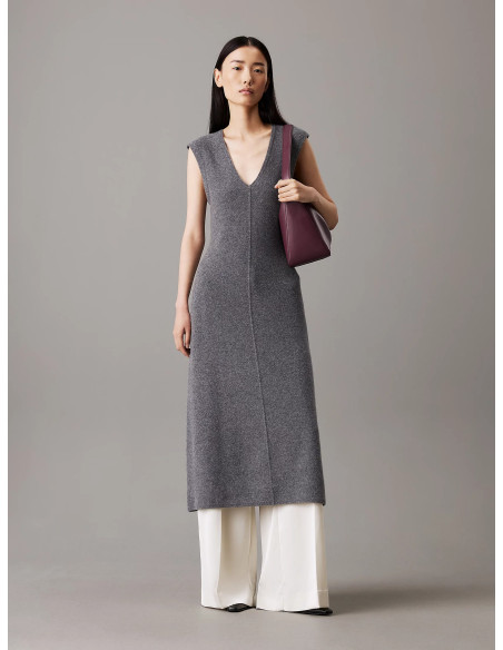 კაბა CALVIN KLEIN - SOFT WOOL FIT & FLARE DRESS