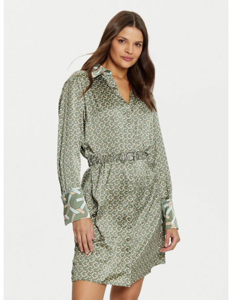 კაბა GUESS - VERONICA LOGO BELT SHIRT DRESS