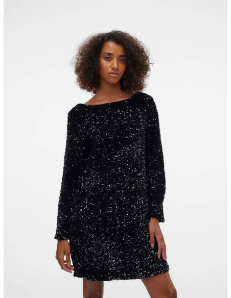 კაბა Vero Moda - VMLAILA LS SEQUIN BOW DRESS EXP