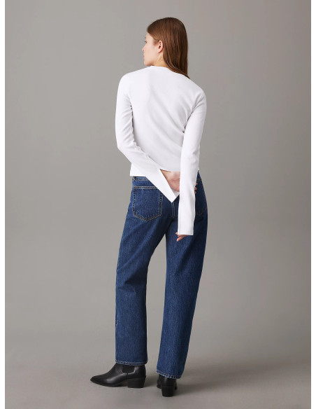 მაისურები CALVIN KLEIN - WOVEN LABEL RIB LS TOP