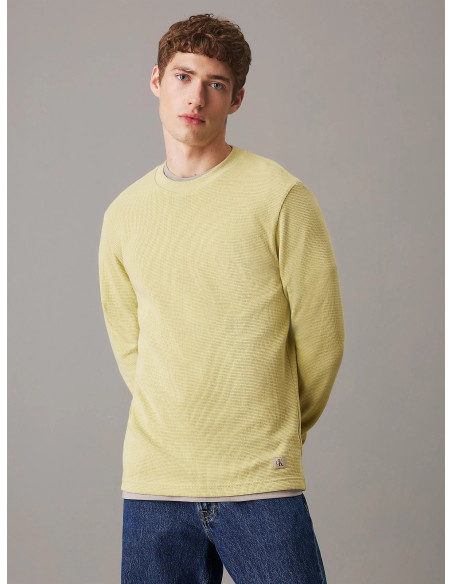 მაისური CALVIN KLEIN - WOVEN LABEL WAFFLE LS TEE