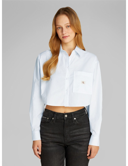 პერანგი CALVIN KLEIN - WOVEN LABEL CROPPED SHIRT