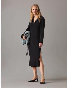 კაბა CALVIN KLEIN - SHEER PANEL LS SHIFT MIDI DRESS