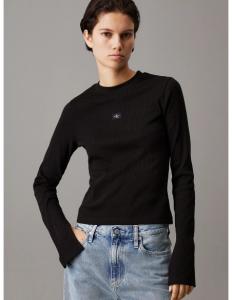 მაისურები CALVIN KLEIN - WOVEN LABEL RIB LS TOP
