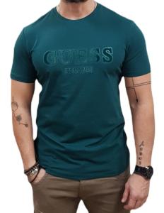 მაისური GUESS - SS CN SPRAYED FLOCK LOGO TEE
