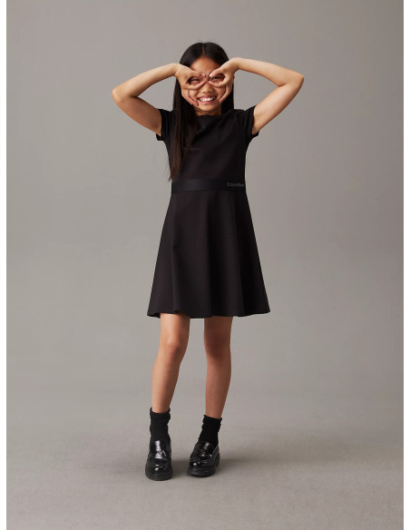 ბავშვის კაბა CALVIN KLEIN - LOGO TAPE SS PUNTO DRESS