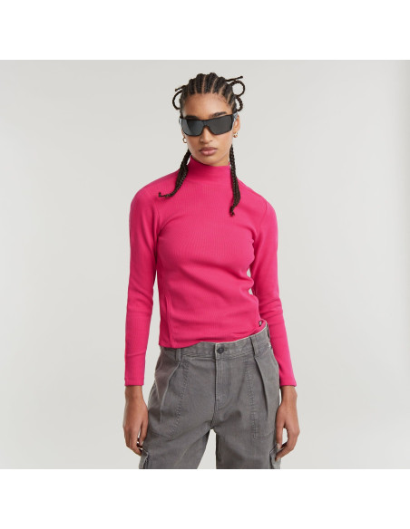 მაისურები G-Star Raw - Asymmetric zip cropped slim mock l\s wmn