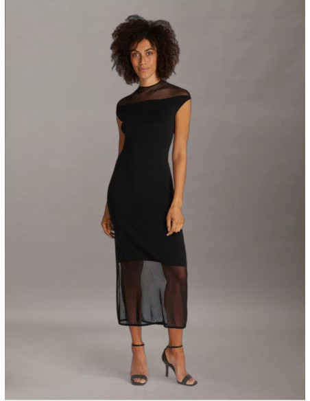 კაბა CALVIN KLEIN - SHEER VISCOSE KNIT MIDI DRESS