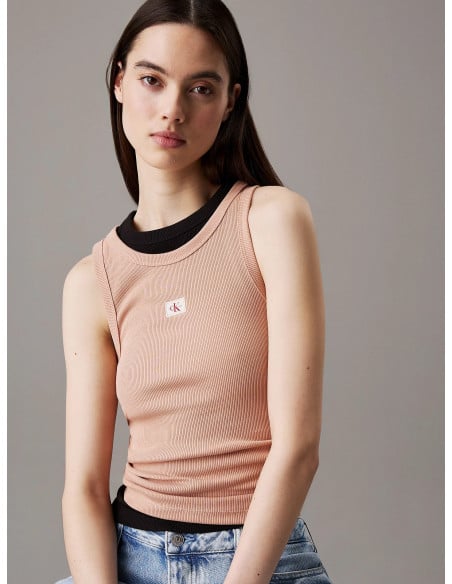 მაისურები CALVIN KLEIN - WOVEN LABEL RIB TANK TOP