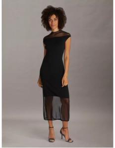 კაბა CALVIN KLEIN - SHEER VISCOSE KNIT MIDI DRESS