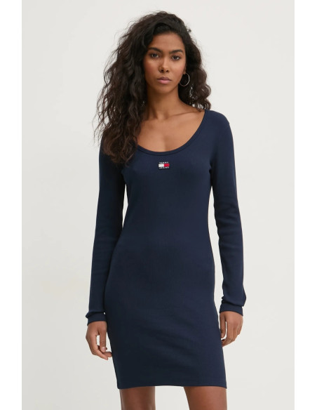 კაბა Tommy Jeans - TJW BADGE RIB BODYCON DRESS EXT