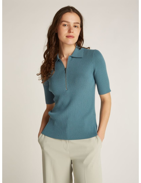 პერანგი CALVIN KLEIN - ICONIC RIB ZIP SWEATER 1/2 SLV