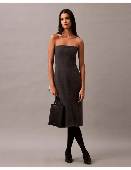 კაბა CALVIN KLEIN - BRUSHED WOOL BUSTIER DRESS