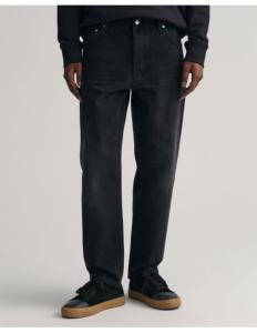 ჯინსი Gant - GANT Men's Black Relaxed Fit Jeans