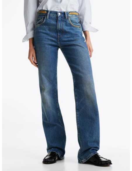 ქალის ჯინსი Tommy Hilfiger - RELAXED BOOTCUT HW LEATHER BO