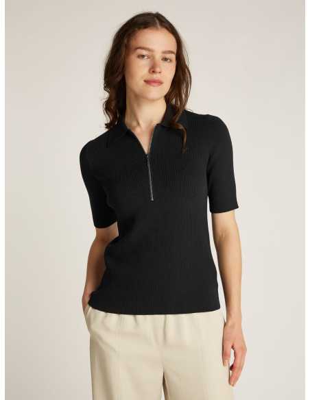 პერანგი CALVIN KLEIN - ICONIC RIB ZIP SWEATER 1/2 SLV
