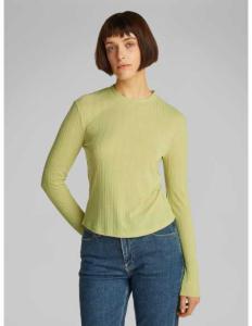 მაისურები CALVIN KLEIN JEANS - SEMI SHEER RIB LS SLIM TOP