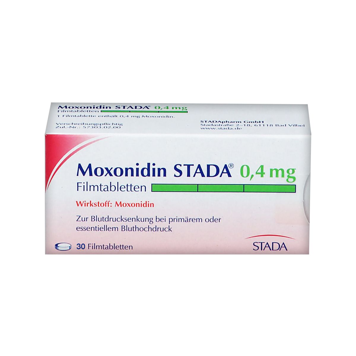 მოქსონიდინი სტადა - Moxonidin Stada 0.4 მგ 30 ტაბლეტი