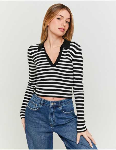 მაისურები Tally Weijl - Striped Fitted Jumper with Polo Neck