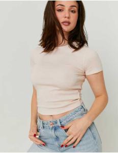 მაისურები Tally Weijl - Black Floral Ribbed Basic T-shirt