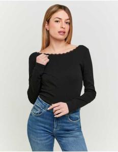 მაისურები Tally Weijl - Black Open Back T-Shirt