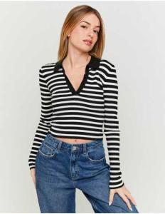 მაისურები Tally Weijl - Striped Fitted Jumper with Polo Neck