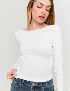 მაისურები Tally Weijl - White Backless T-shirt with Lace Trims