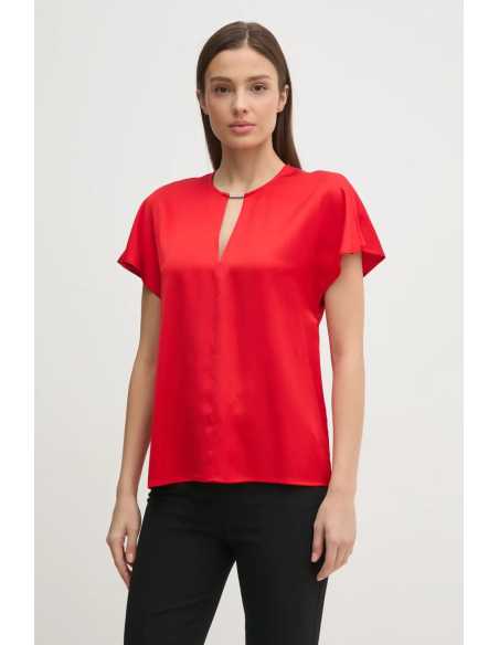 პერანგი CALVIN KLEIN - DRAPEY SATIN SS METAL BLOUSE