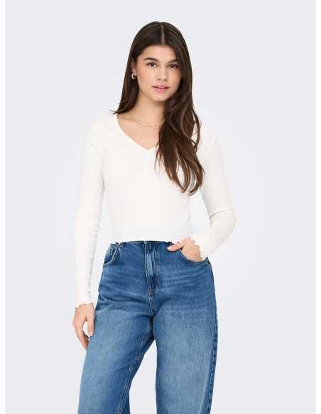 მაისურები ONLY - ONLBETTY L/S V-NECK TOP CC JRS