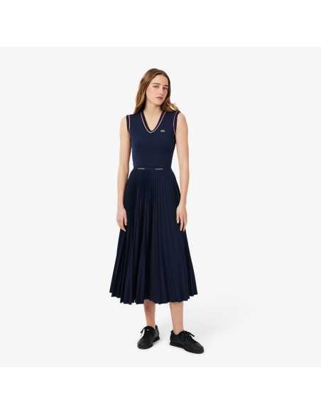 ქვედაბოლო LACOSTE - Long Pleated Elasticated Waist Skirt