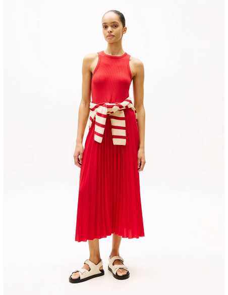 კაბა Tommy Hilfiger - RIB TANK PLEATED DRESS MIDI NS