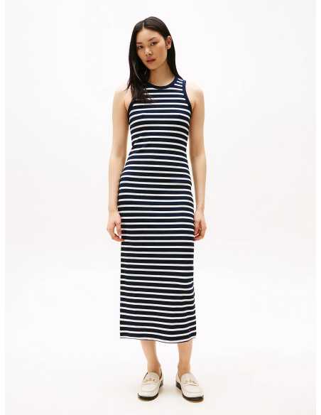 კაბა Tommy Hilfiger - SLIM 5X2 RIB MIDI DRESS NS