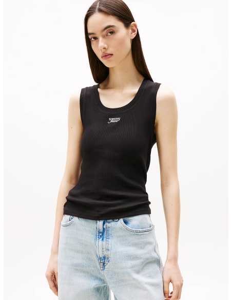 მაისურები Tommy Jeans - TJW SLIM SCRIPT RIB TANK TOP
