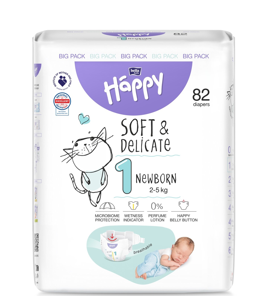 Bella Baby Happy ბავშვის საფენი 1 ზომა 82ც