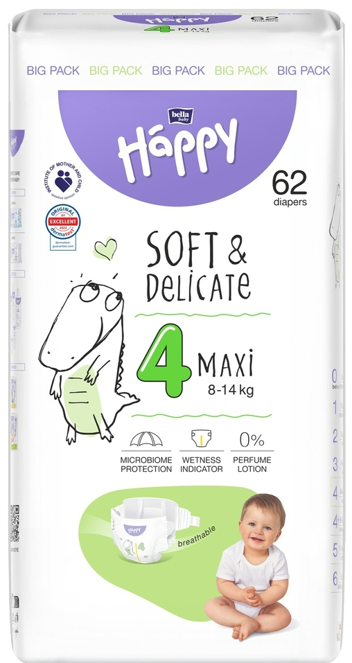 Bella Baby Happy ბავშვის საფენი 4 ზომა (Maxi) 62ც