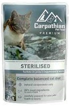 Carpathian, 80 გრ. სველი საკვები სტერილიზებული კატებისთვის, ინდაურის ხორცი