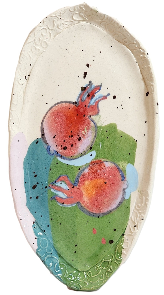 CeramicArtge, ოვალური თეფში ბროწეულებით, 21 x 10.5 სმ