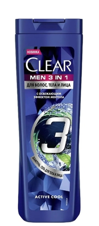 Clear Men Active Cool ქერტლის საწინააღმდეგო შამპუნი 380 მლ