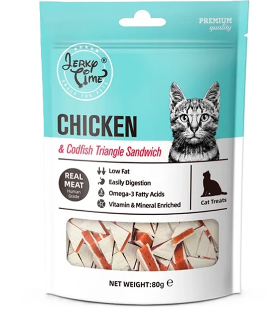 Jerky time, 80 გრ კატის სასუსნაო ვირთევზით და ქათმით