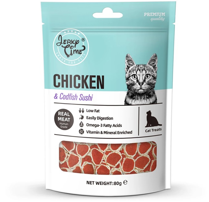 Jerky time, 80 გრ კატის სასუსნაო ვირთევზით და ქათმით