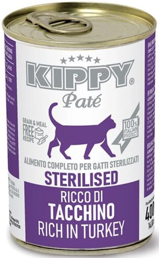 KIPPY, Pate, 400 გრ. სტერილური კატის კონსერვი, ინდაურით და თევზით