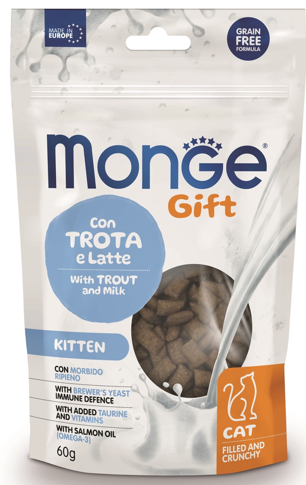 Monge, 60 გრ. საკვები დანამატი კნუტებისთვის, კალმახი და რძე