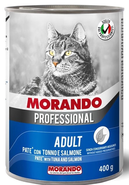 Morando, Professional, 400 გრ. სველი საკვები კატებისთვის, თინუსით და ორაგულით