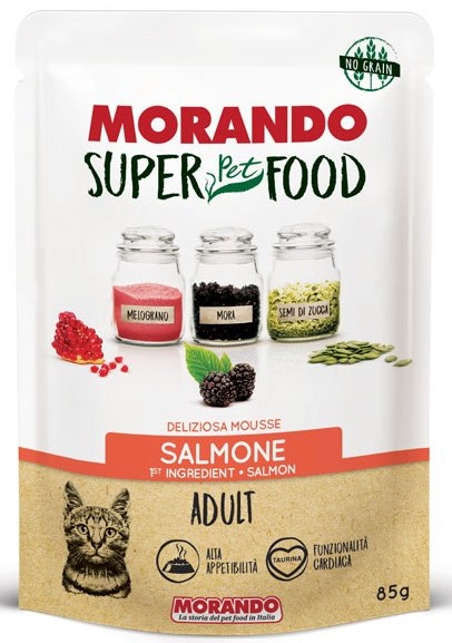 Morando, Super Pet food, 85 გრ. სველი საკვები კატებისთვის, ორაგულით