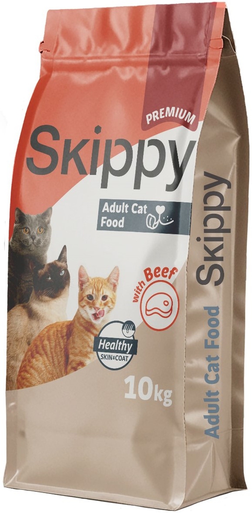 Nutrimax, Skippy, 10 კგ. მშრალი საკვები ყველა ჯიშის ზრდასრული კატისთვის, საქონლის ხორცით