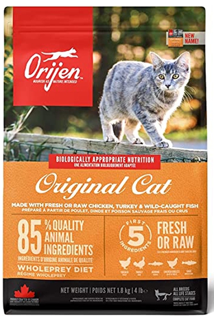 Orijen, 17 კგ. მშრალი საკვები კნუტებისა და ზრდასრული კატებისათვის, ქათმით და ინდაურით