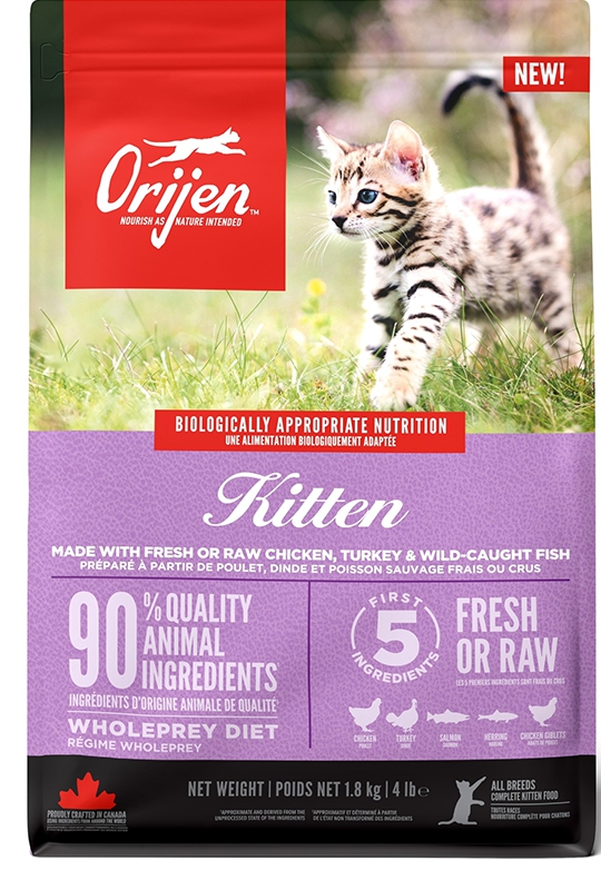 Orijen, 1.8 კგ. მშრალი საკვები კნუტებისთვის, ქათმით და ინდაურით