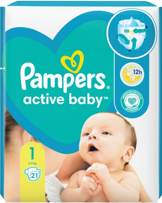 Pampers Active baby ბავშვის საფენი 1 ზომა 21ც